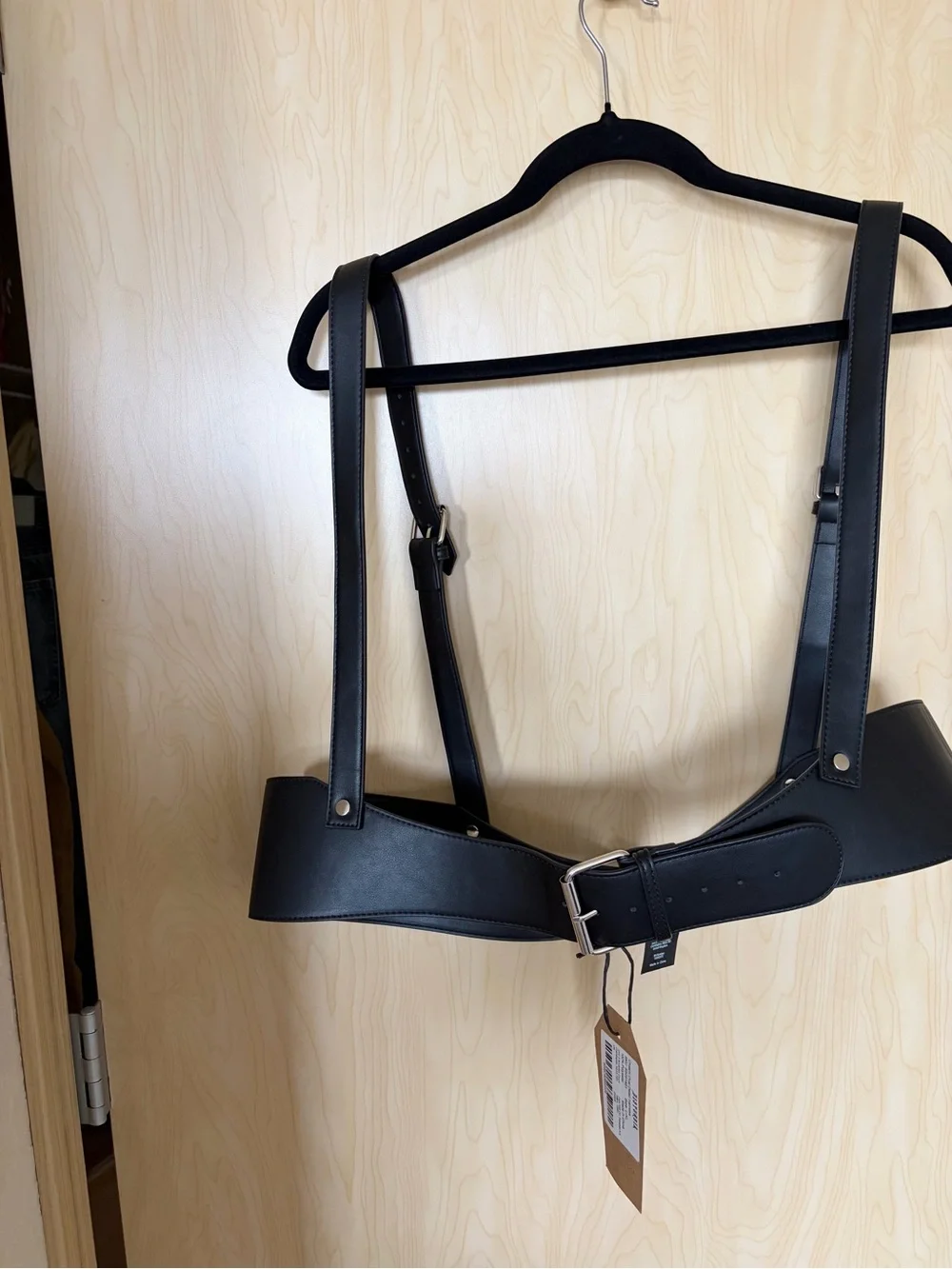 Disturbia Chasm Oval Detail Harness Belt Faux Leather Gothic Black Size XL NWT